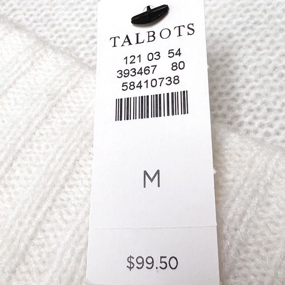 Talbots NWT Women's Wool Cream White V Neck Ribbed Knit Pullover Sweater Size M - Picture 8 of 8